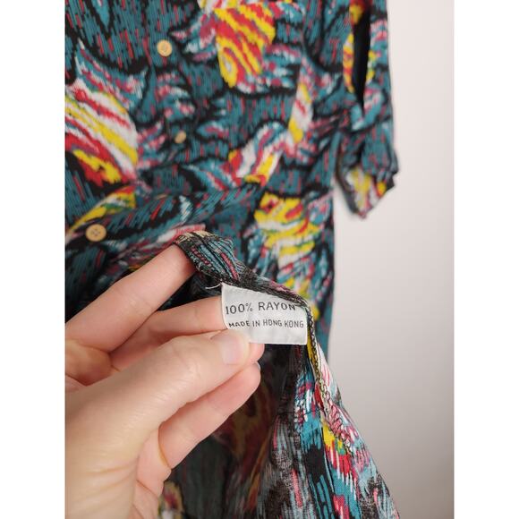 Vintage Aloha Sundays Rayon Fish All Over Surf Surfer Hawaii Button Shirt - Picture 6 of 7